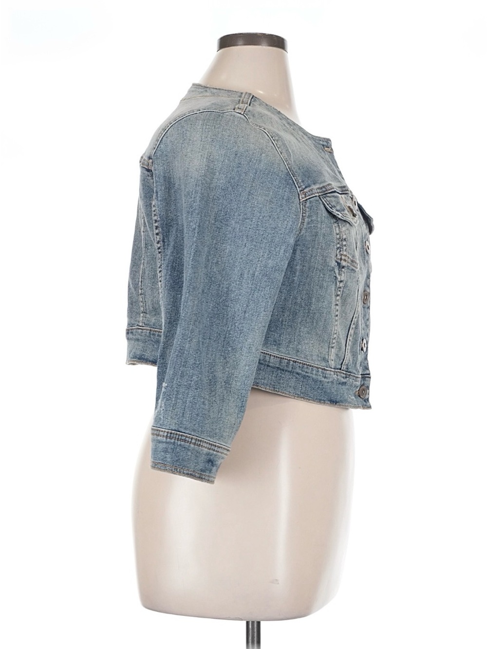 Torrid Cropped Collarless Lightweight Denim Jacket 1x NWOT - Picture 3 of 4